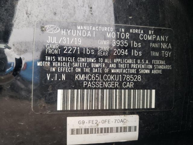 2019 HYUNDAI IONIQ BLUE - KMHC65LC0KU178528