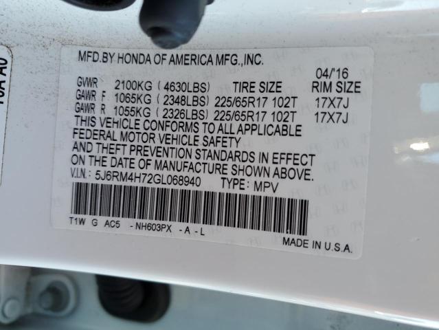 VIN 5J6RM4H72GL068940 2016 Honda CR-V, Exl no.14