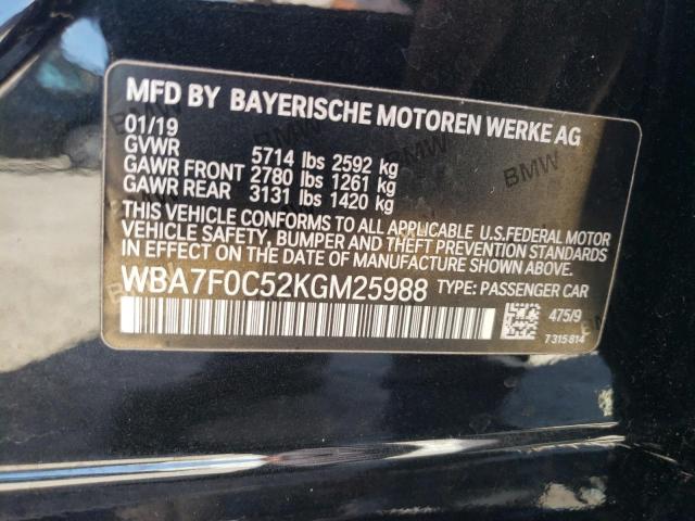 VIN WBA7F0C52KGM25988 2019 BMW 7 SERIES no.12