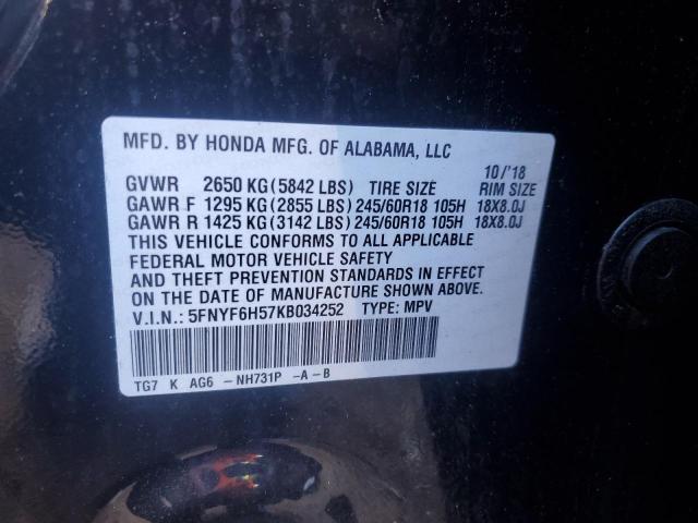 2019 HONDA PILOT EXL - 5FNYF6H57KB034252