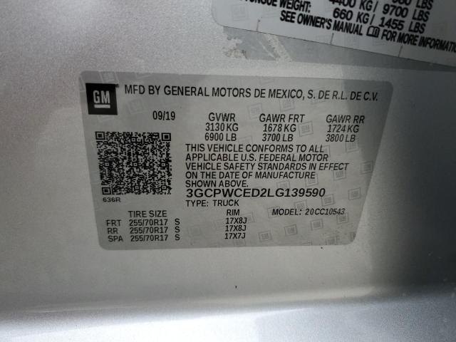 2020 CHEVROLET SILVERADO - 3GCPWCED2LG139590