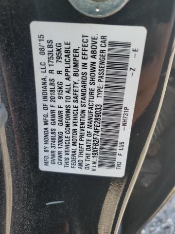 2015 HONDA CIVIC SE 19XFB2F74FE289033