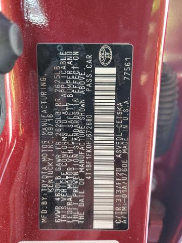 2017 TOYOTA CAMRY LE - 4T1BF1FK0HU672680