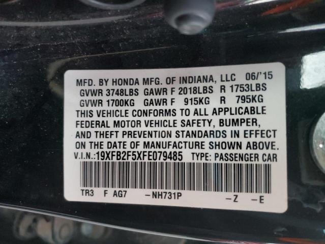 VIN 19XFB2F5XFE079485 2015 HONDA CIVIC no.12