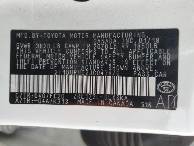 VIN 2T1BURHE2JC043876 2018 TOYOTA COROLLA no.13