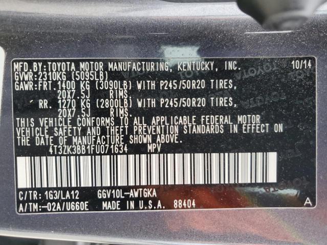 2015 TOYOTA VENZA LE - 4T3ZK3BB1FU071634