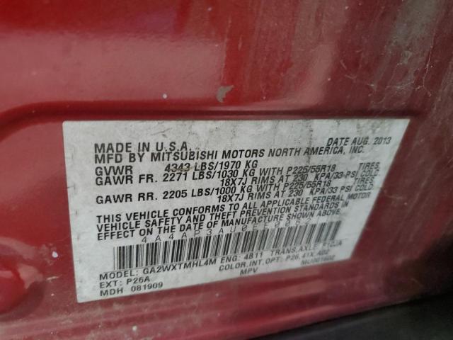 VIN 4A4AP3AU0EE006211 2014 MITSUBISHI OUTLANDER no.13