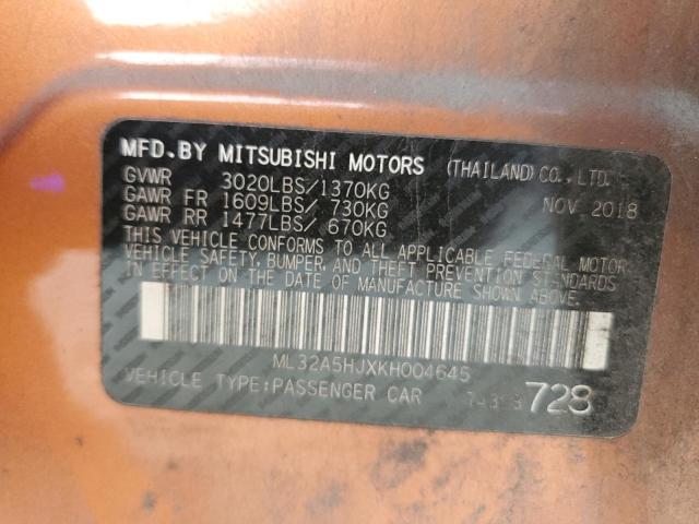 2019 MITSUBISHI MIRAGE LE ML32A5HJXKH004645