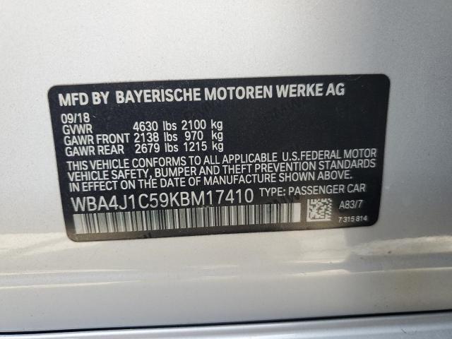 VIN WBA4J1C59KBM17410 2019 BMW 4 SERIES no.12