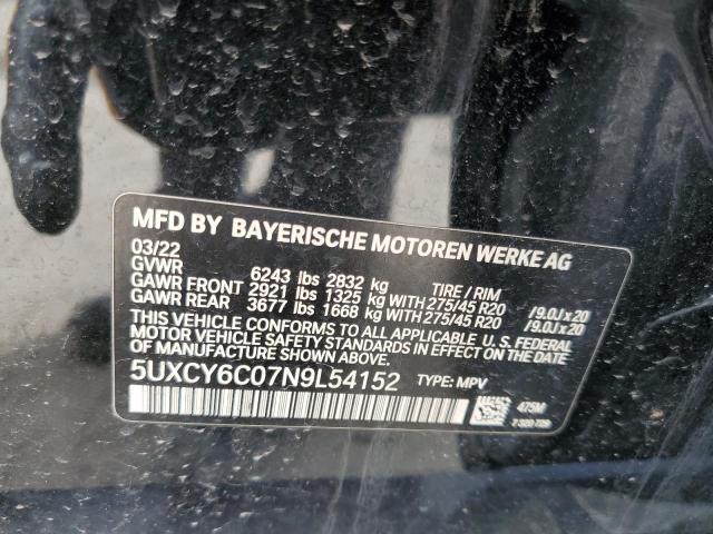 2022 BMW X6 XDRIVE4 - 5UXCY6C07N9L54152