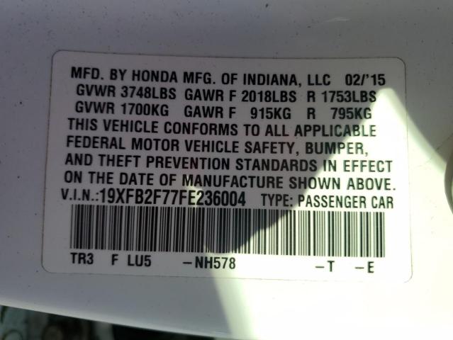 2015 HONDA CIVIC SE 19XFB2F77FE236004