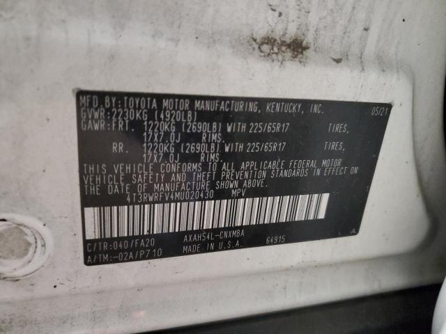 2021 TOYOTA RAV4 XLE - 4T3RWRFV4MU020430