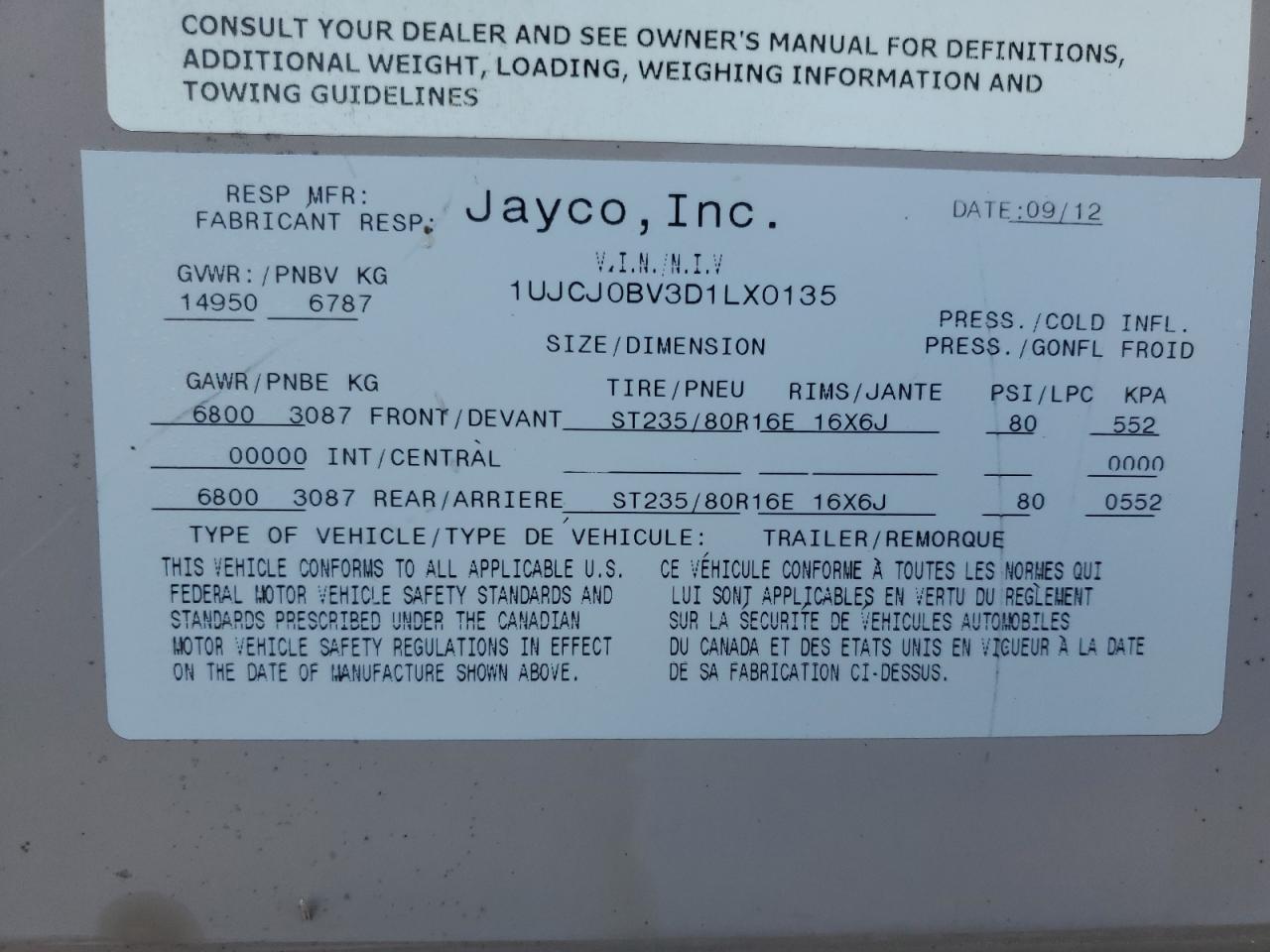 Lot #2989300349 2013 JAYCO EAGLE