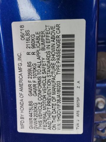 2018 HONDA ACCORD SPO - 1HGCV1F38JA180203