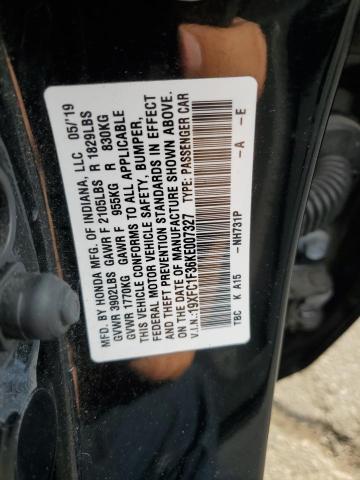 19XFC1F36KE007327 2019 HONDA CIVIC