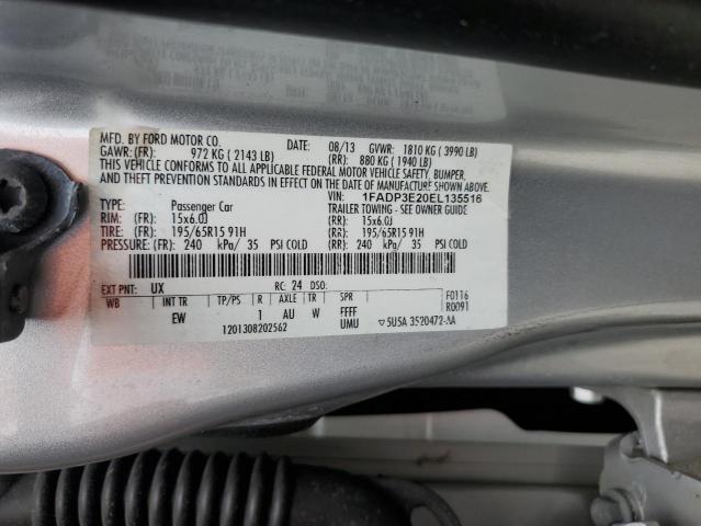 VIN 1FADP3E20EL135516 2014 Ford Focus, S no.12