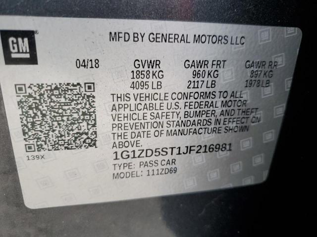 2018 CHEVROLET MALIBU LT - 1G1ZD5ST1JF216981