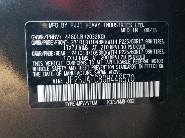 2016 SUBARU FORESTER 2 - JF2SJAFC8GH446570
