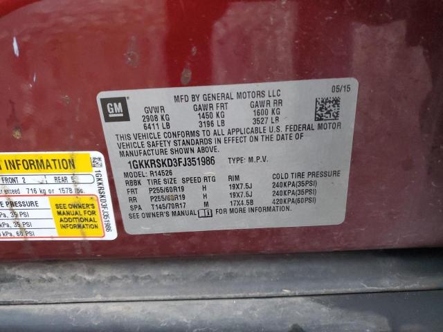 2015 GMC ACADIA SLT - 1GKKRSKD3FJ351986