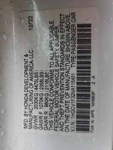 2022 HONDA ACCORD SPO - 1HGCV1F32NA115451