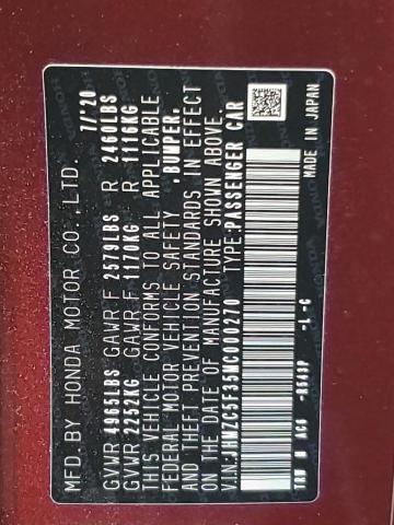 2021 HONDA CLARITY TO - JHMZC5F35MC000270