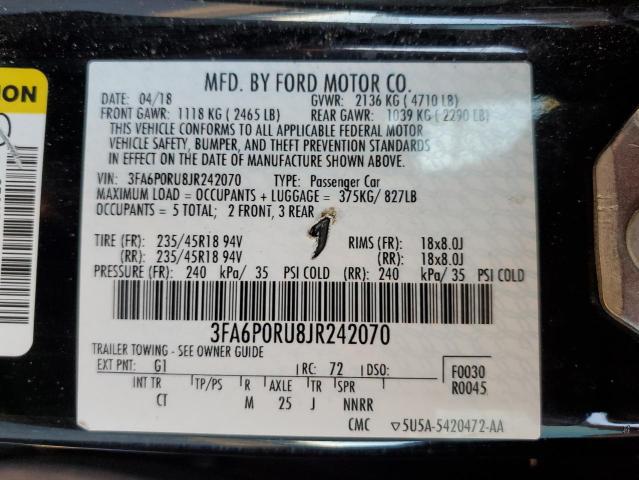 VIN 3FA6P0RU8JR242070 2018 FORD FUSION no.12