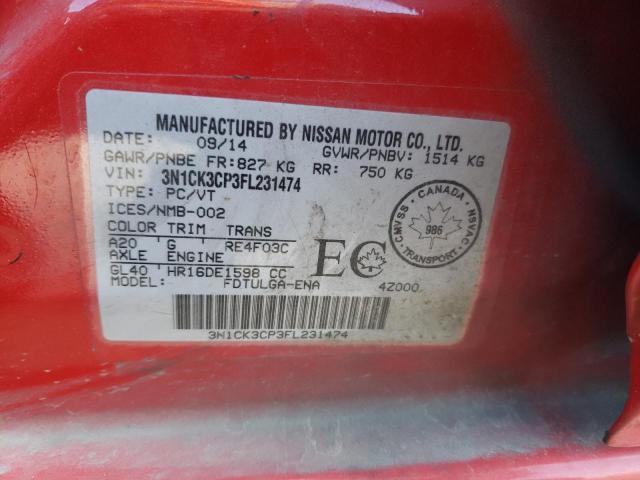 2015 NISSAN MICRA 3N1CK3CP3FL231474