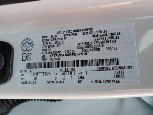 2024 FORD F150 LARIA 1FTFW5L80RFB32516