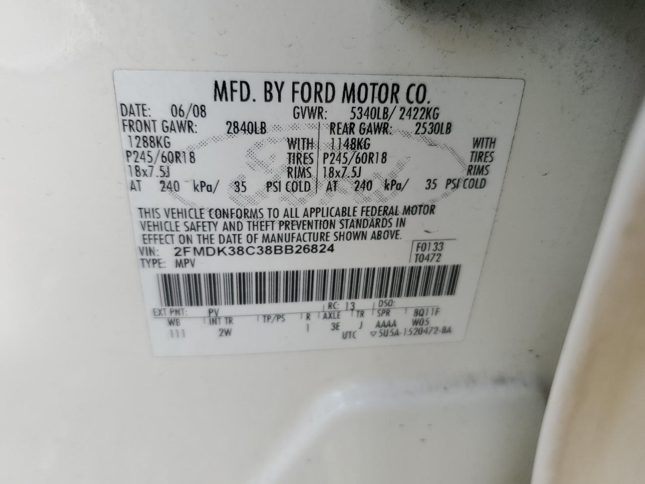 Lot #3037276502 2008 FORD EDGE SEL