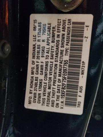 VIN 19XFB2F75FE097765 2015 HONDA CIVIC no.12