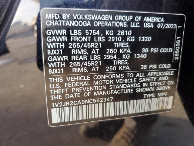 VIN 1V2JR2CA9NC562347 2022 VOLKSWAGEN ATLAS no.14