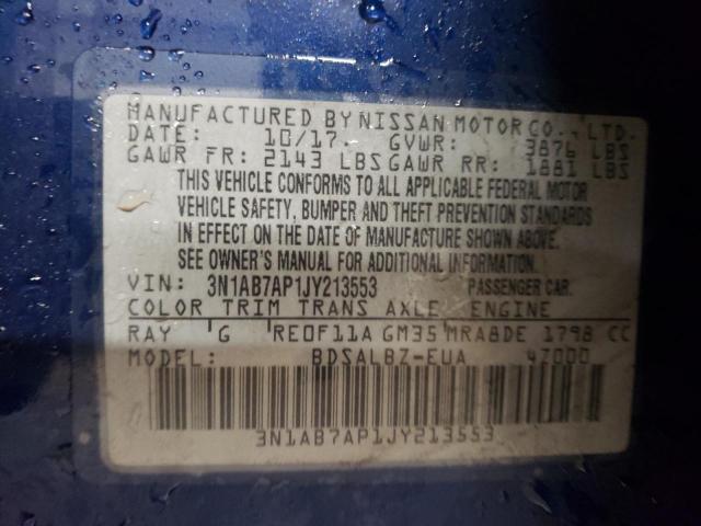 2018 NISSAN SENTRA S - 3N1AB7AP1JY213553