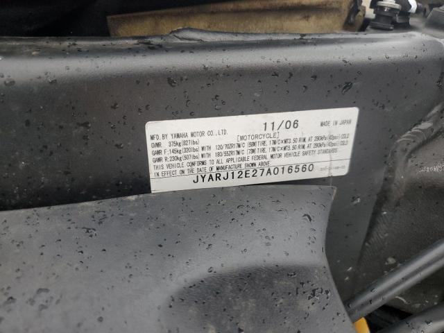 2007 YAMAHA YZFR6 L JYARJ12E27A016560