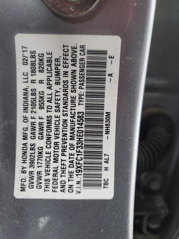 2017 HONDA CIVIC - 19XFC1F33HE014583