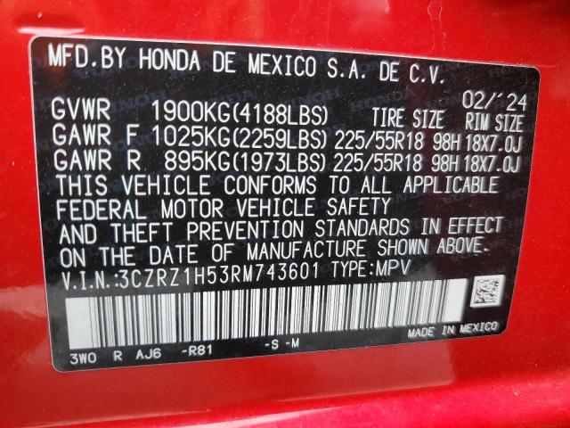 VIN 3CZRZ1H53RM743601 2024 HONDA HR-V no.12