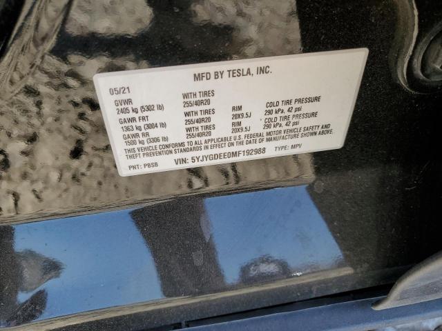 2021 TESLA MODEL Y - 5YJYGDEE0MF192988