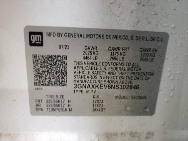 2022 CHEVROLET EQUINOX LT - 3GNAXKEV6NS102846