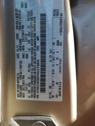 VIN 1FMCU0GD7HUC72605 2017 Ford Escape, SE no.13