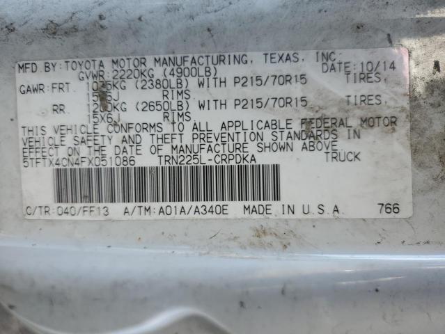 VIN 5TFTX4CN4FX051086 2015 Toyota Tacoma, Access Cab no.13