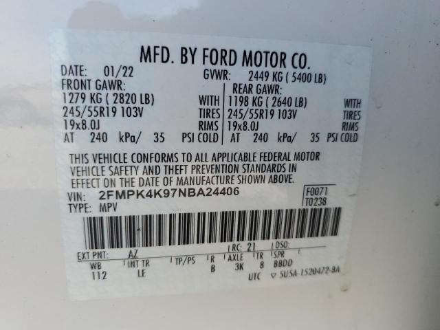 VIN 2FMPK4K97NBA24406 2022 FORD EDGE no.14