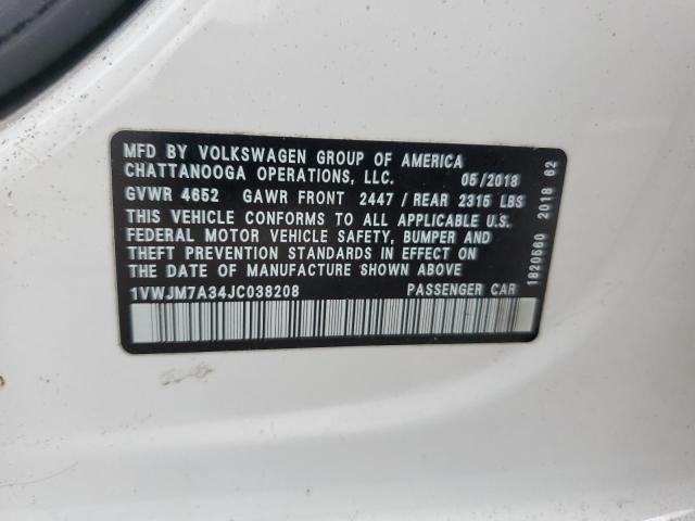 VIN 1VWJM7A34JC038208 2018 VOLKSWAGEN PASSAT no.12