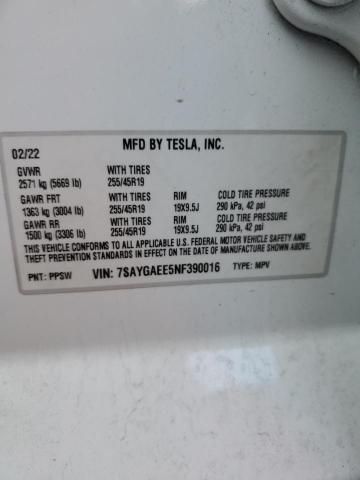 2022 TESLA MODEL Y - 7SAYGAEE5NF390016