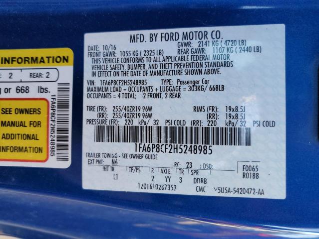 2017 FORD MUSTANG GT - 1FA6P8CF2H5248985