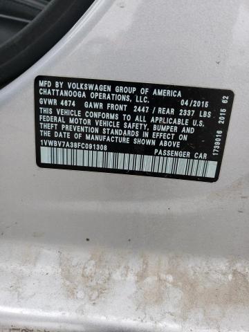 2015 VOLKSWAGEN PASSAT SE - 1VWBV7A38FC091308