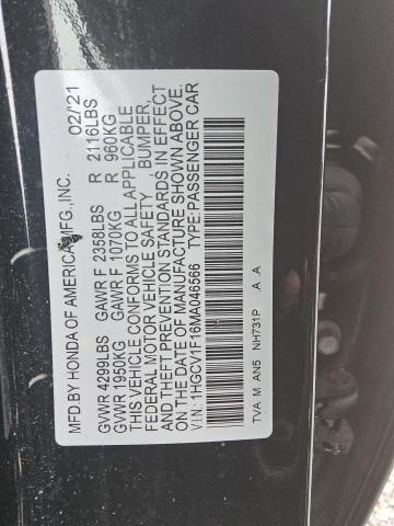 VIN 1HGCV1F16MA046566 2021 HONDA ACCORD no.12