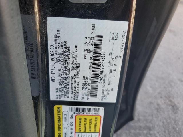 2016 FORD FUSION SE - 3FA6P0H77GR393860