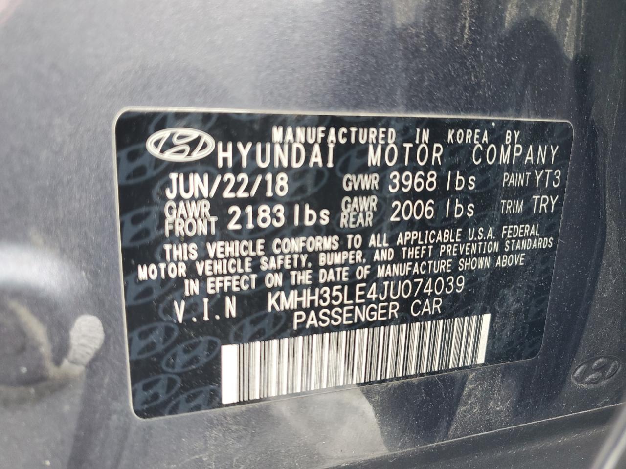 Lot #3033176202 2018 HYUNDAI ELANTRA