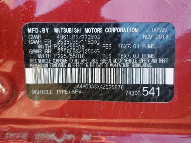 2019 MITSUBISHI OUTLANDER - JA4AD3A3XKZ025676