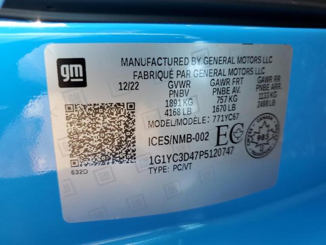 2023 CHEVROLET CORVETTE S - 1G1YC3D47P5120747