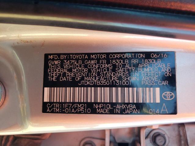 2016 TOYOTA PRIUS C - JTDKDTB35G1131001